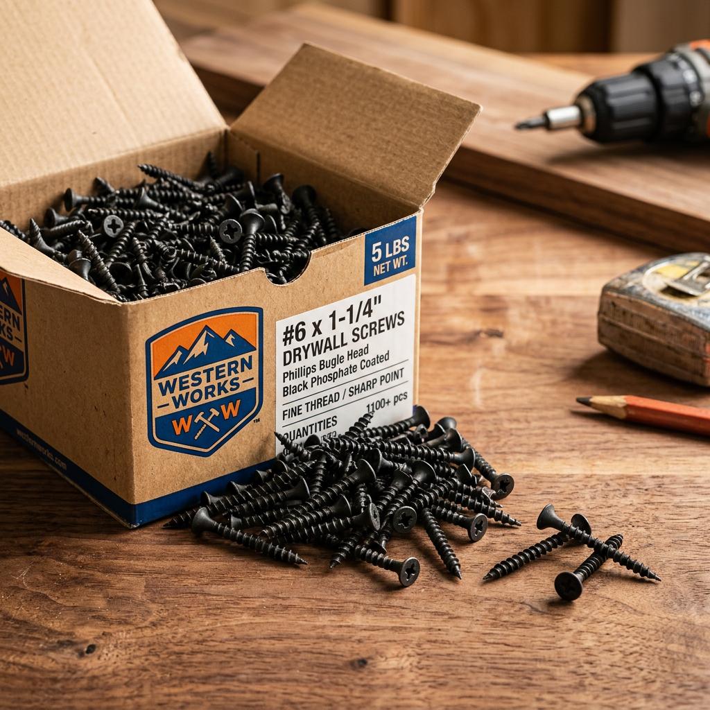 Drywall Screws #6 x 1-1/4" Phillips Bugle Head 5lb Box
