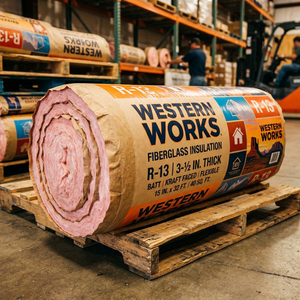 Fiberglass Batt Insulation R-13 3-1/2" x 15" x 93" Kraft-Faced