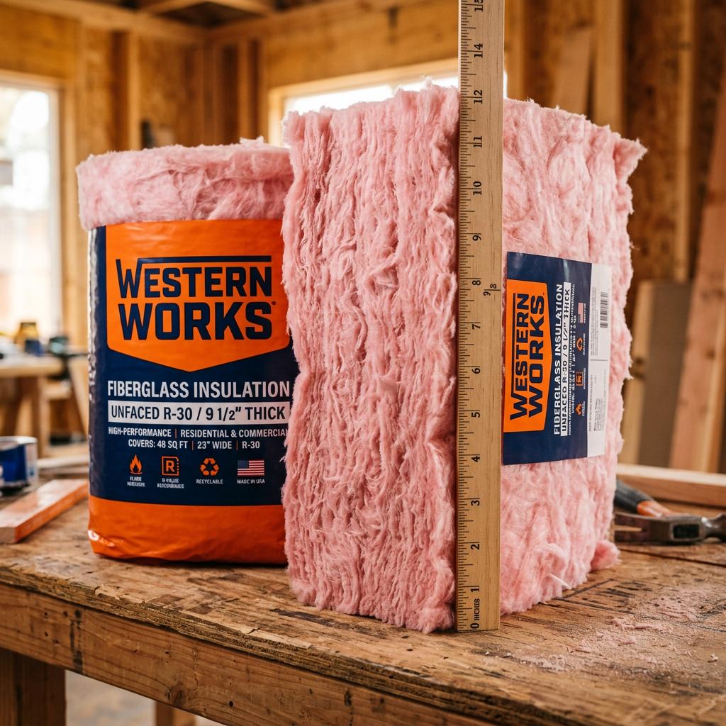 Fiberglass Batt Insulation R-30 9-1/2" x 15" x 93" Unfaced