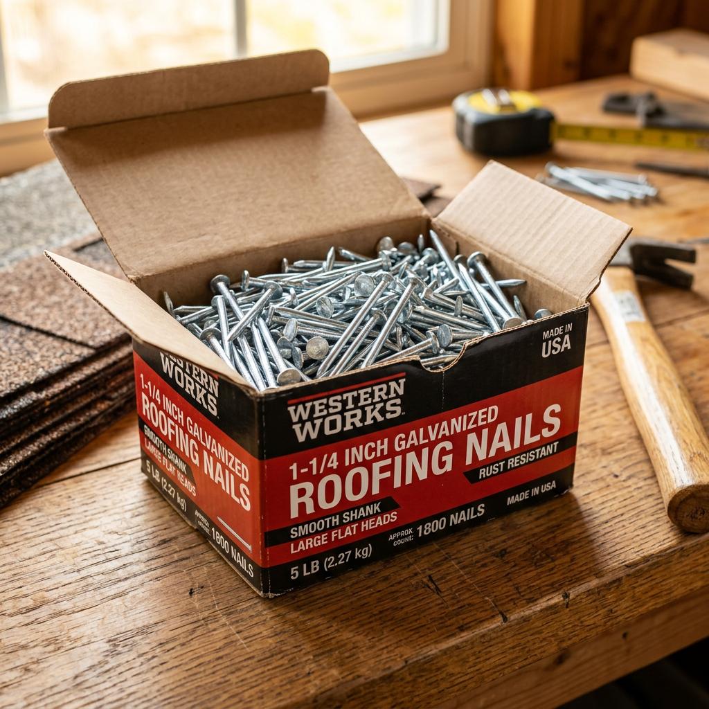 Galvanized Roofing Nails 1-1/4" Smooth Shank 5lb Box